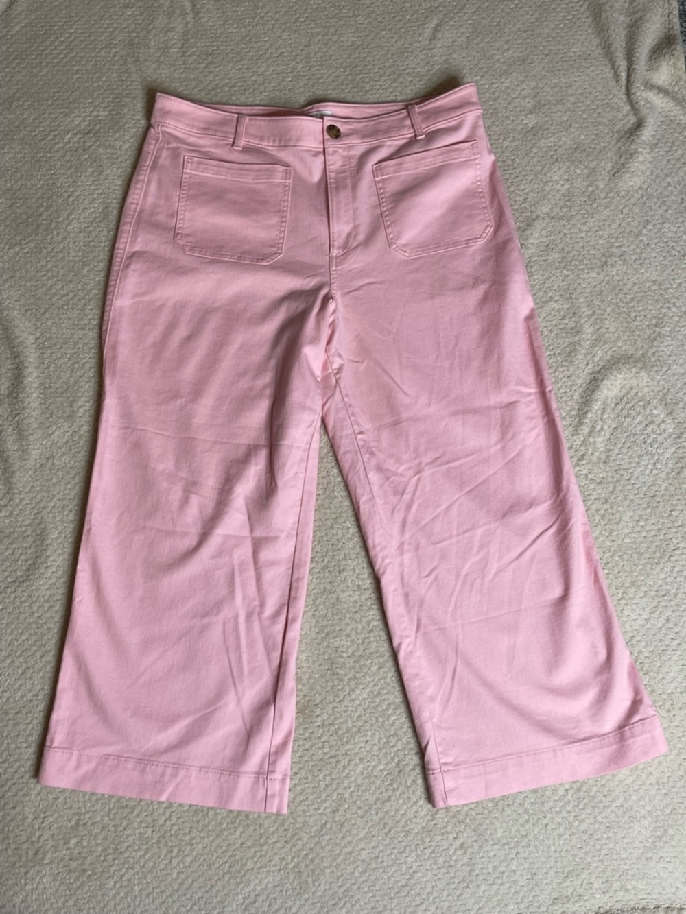 LOFT Pink Palmer Wide Leg Crop Pants chic